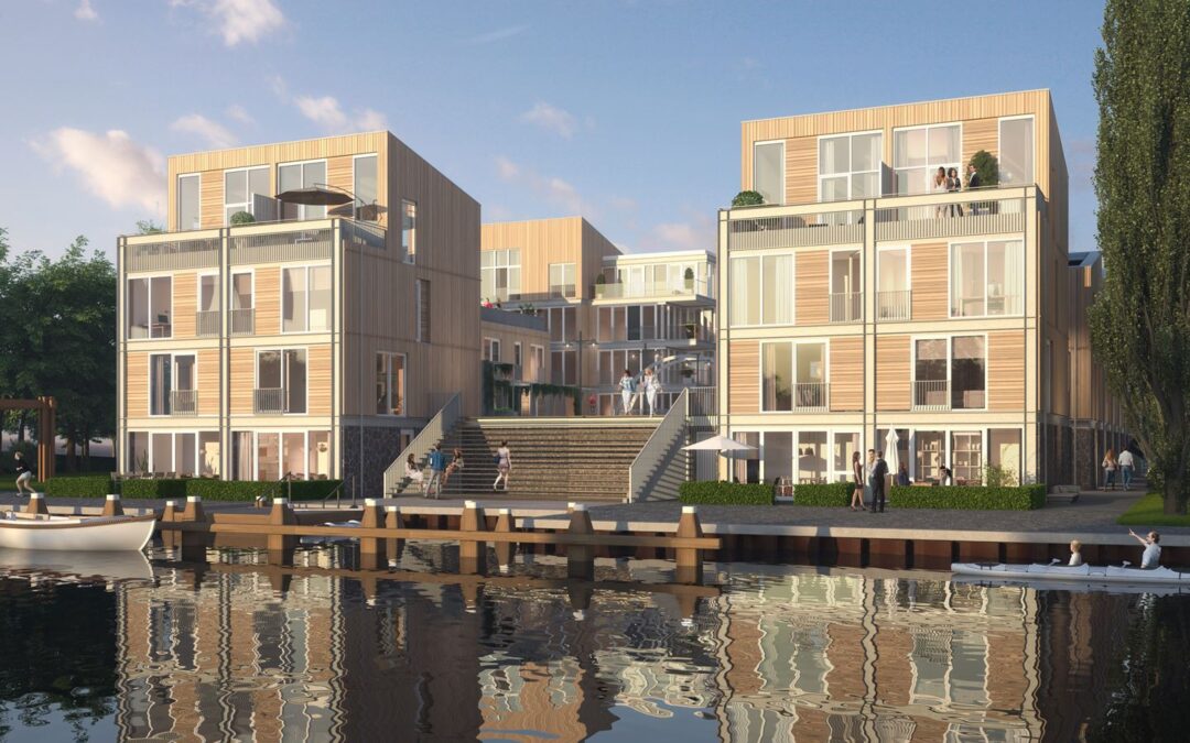 Nieuwbouw 24 appartementen + 16 luxe woningen plan De Veerplaats Leiden.